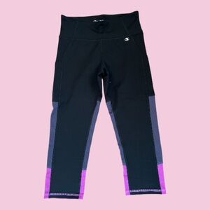 Champion New Women’s Capri Leggings with Black and Purple Design